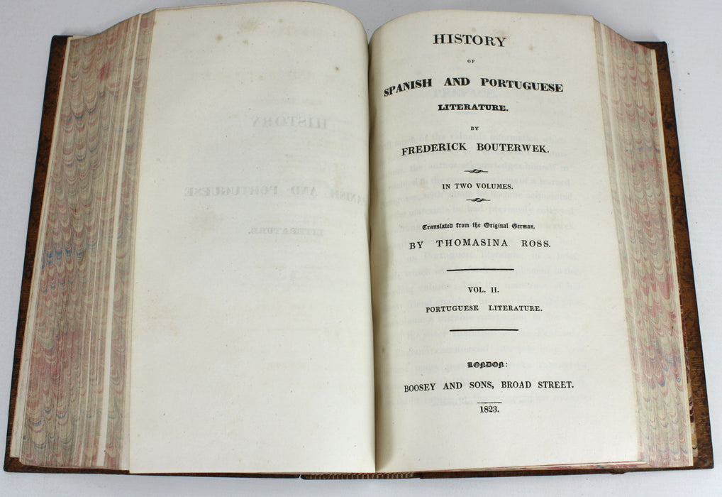 History of Spanish and Portuguese Literature by Frederick Bouterwek, trans. Thomasina Ross, 1823 first edition.