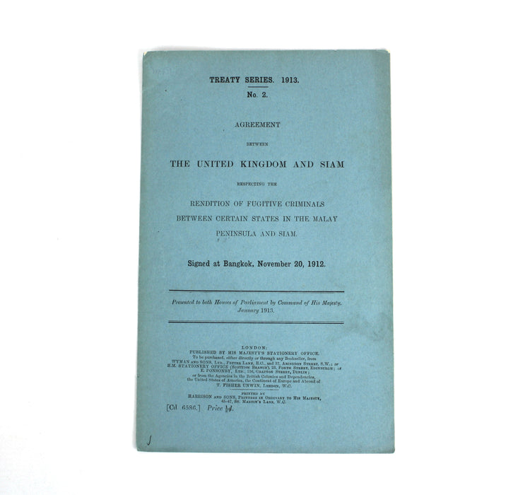 United Kingdom/Malay Peninsula and Siam; Rendition of Fugitive Criminals Agreement, 1912