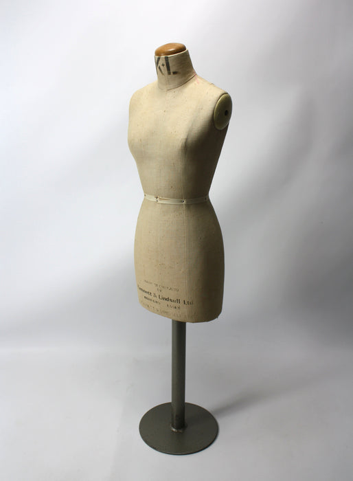 Vintage Kennett & Lindsell dressmaker's mannequin; miniature size 70cm tall.