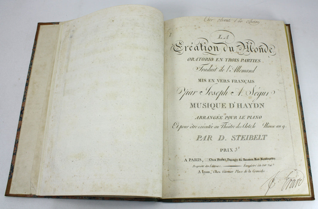 Original 19th Century Sheet Music Book, pre-Victorian era. Book M4. Haydn's La Creation du Monde.
