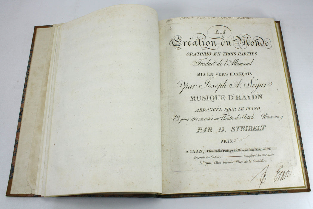 Original 19th Century Sheet Music Book, pre-Victorian era. Book M4. Haydn's La Creation du Monde.