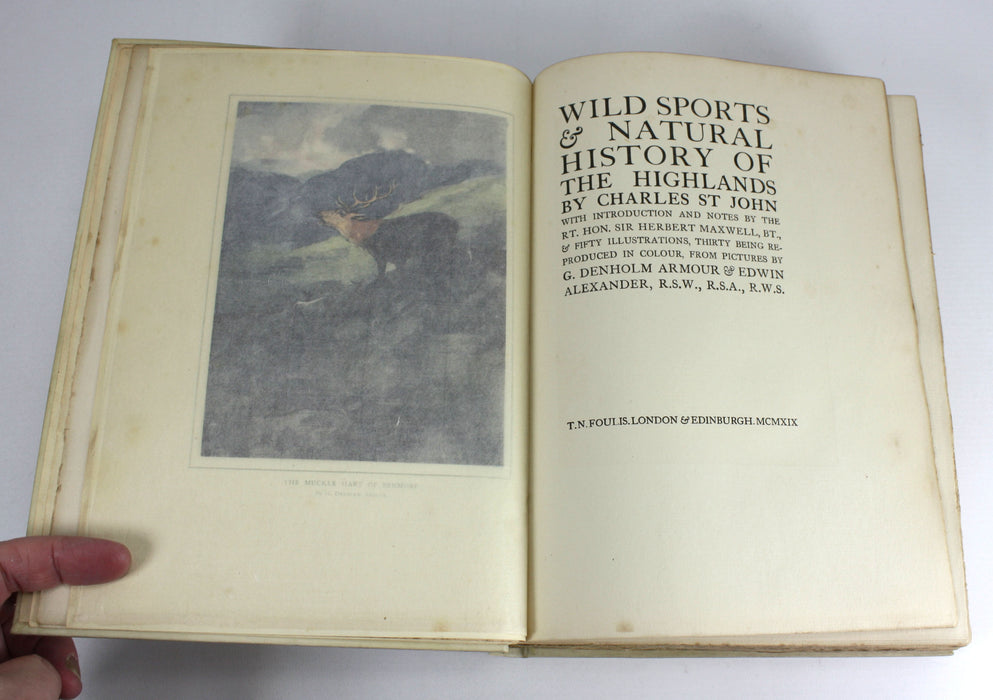 Wild Sports & Natural History of the Highlands by Charles St John, Deluxe Vellum Edition 1919