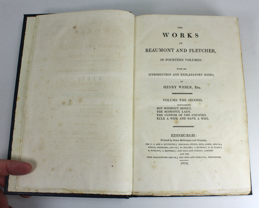 The Works of Beaumont and Fletcher, Henry Weber, 14 Volume Set 1812