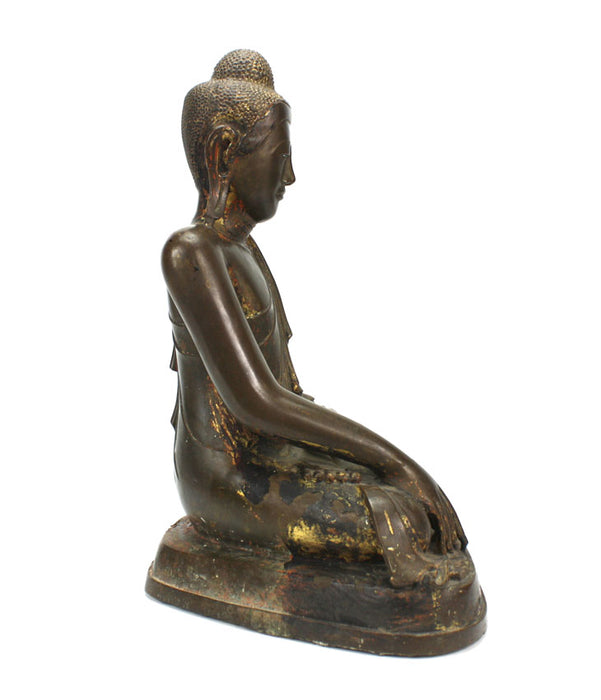 Burmese Mandalay Bronze Seated Buddha, 19th Century.