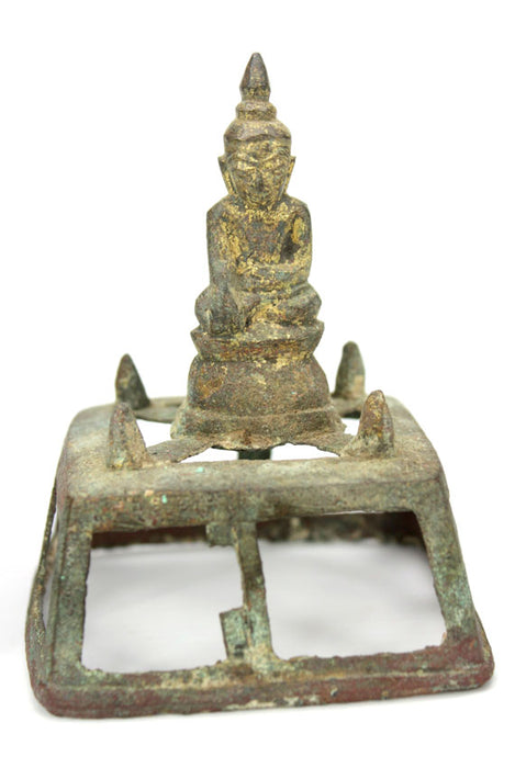 Bumese Miniature art: Burmese gilded bronze Buddha in the house of jewels, 18th-19th Century