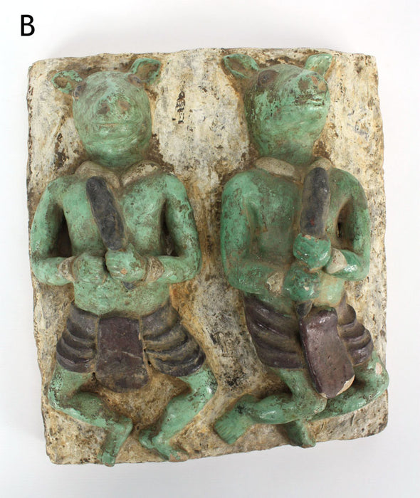 Early Burmese Pegu Ceramic Tiles, Warriors of Mara