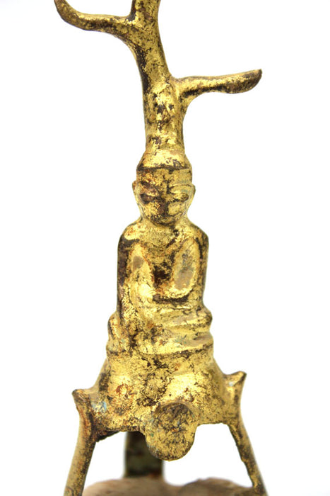 Burmese antique gilded bronze seated Buddha figure, 18th-19th Century