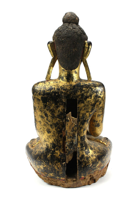 Burmese antique: An unusual and rare lacquered and gilt figure of a fasting Buddha, Burma