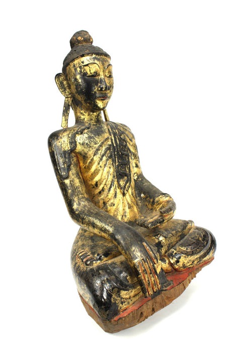 Burmese antique: An unusual and rare lacquered and gilt figure of a fasting Buddha, Burma