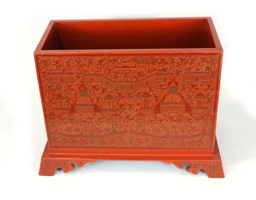 Burmese lacquerware scripture chest storage box