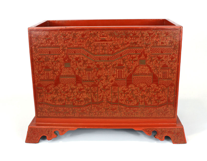 Burmese lacquerware scripture chest storage box