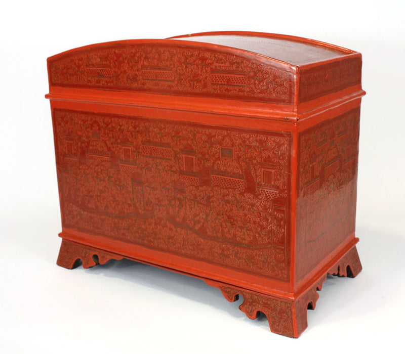 Burmese lacquerware scripture chest storage box