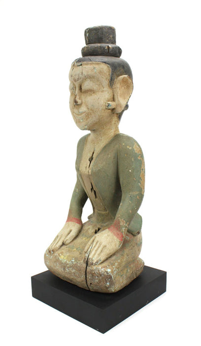 Antique Seated teakwood figurine, Burma