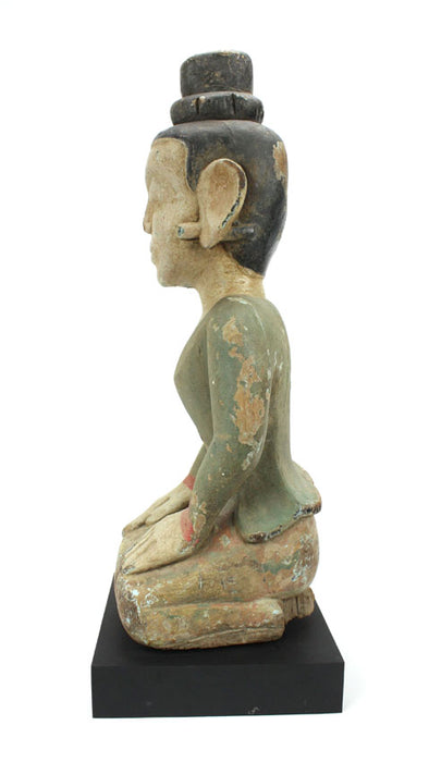 Antique Seated teakwood figurine, Burma