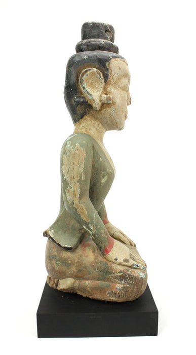 Antique Seated teakwood figurine, Burma