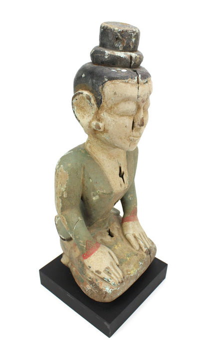 Antique Seated teakwood figurine, Burma