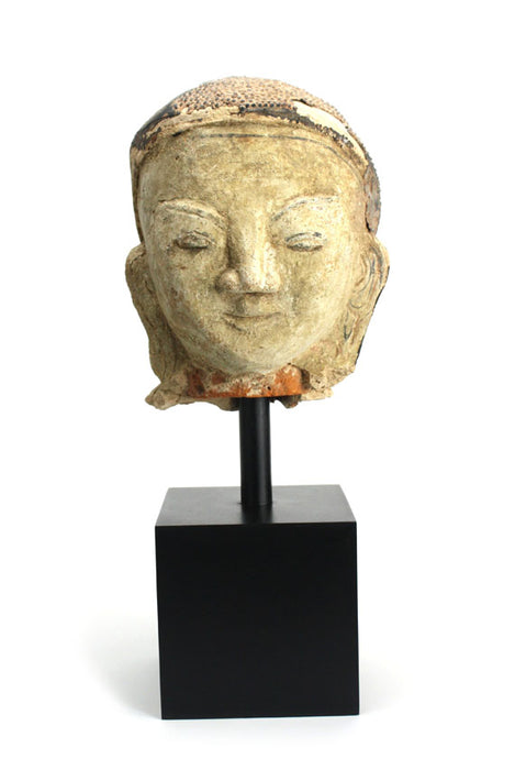 Burmese Shan Stucco on Terracotta Buddha Head, 18th Century