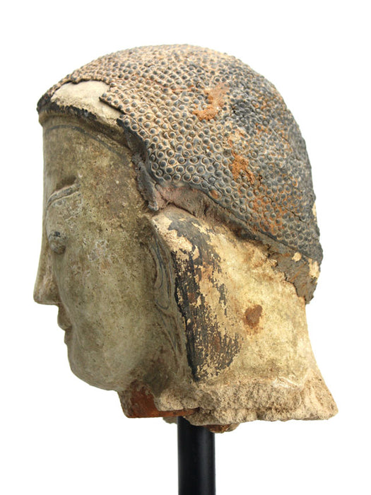 Burmese Shan Stucco on Terracotta Buddha Head, 18th Century