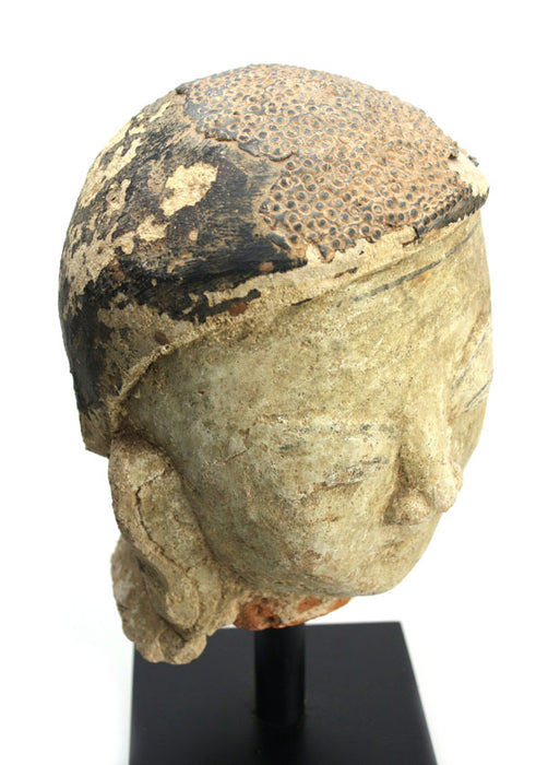 Burmese Shan Stucco on Terracotta Buddha Head, 18th Century