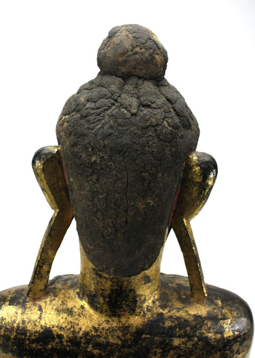 Burmese antique: An unusual and rare lacquered and gilt figure of a fasting Buddha, Burma