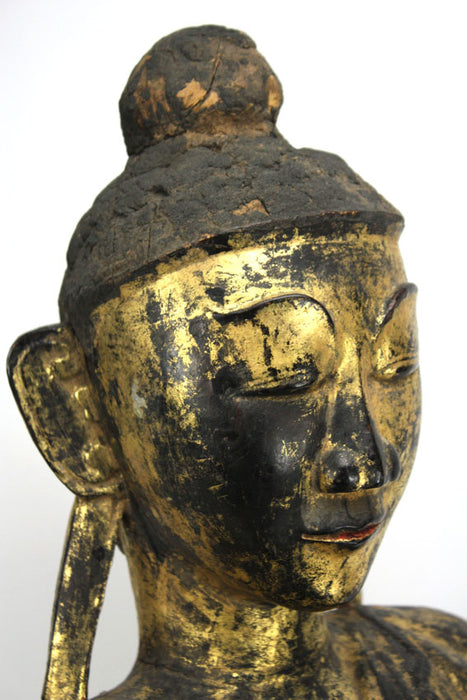 Burmese antique: An unusual and rare lacquered and gilt figure of a fasting Buddha, Burma