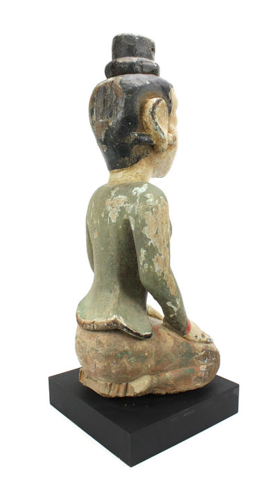 Antique Seated teakwood figurine, Burma