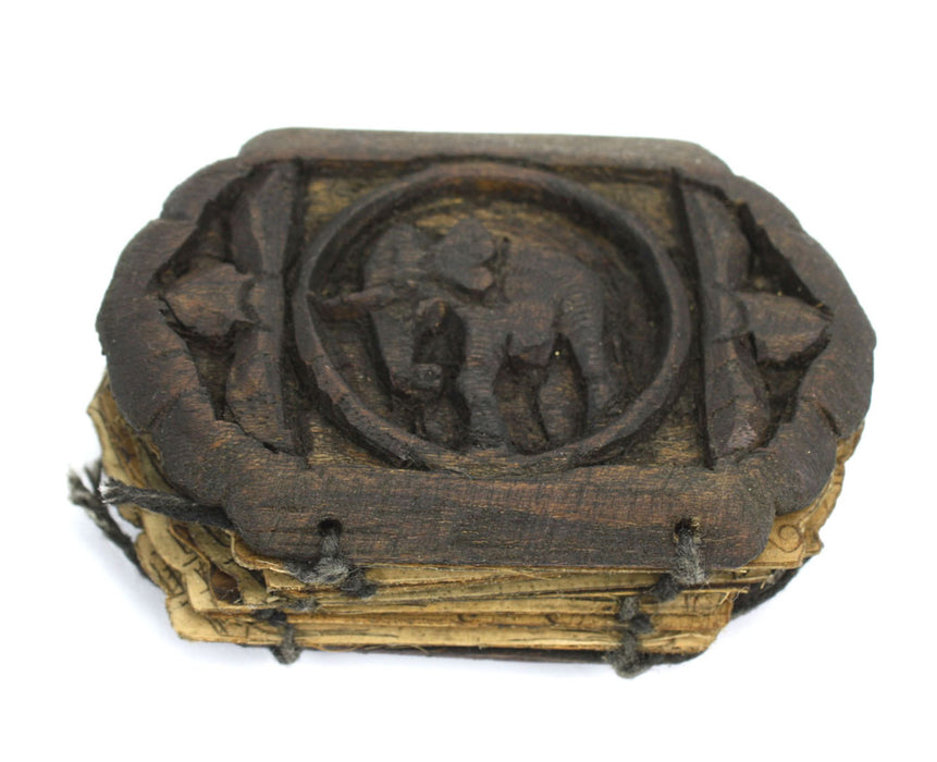 Burmese Zodiac Manuscript Book, Carved Wooden Elephant Covers