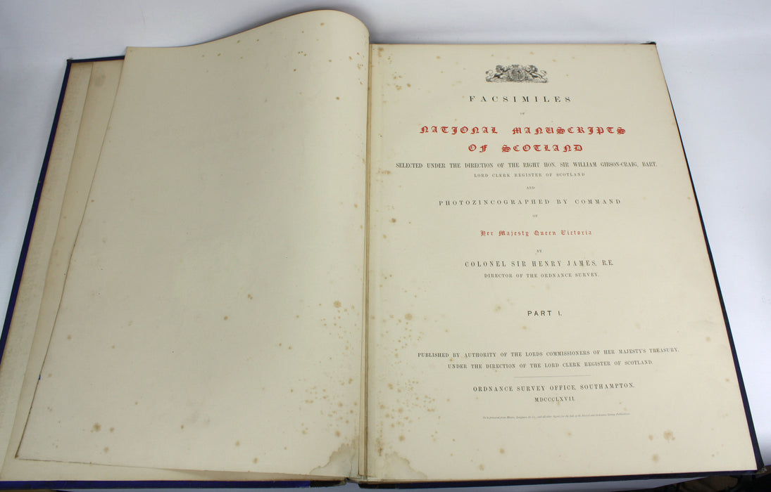 Facsimiles of National Manuscripts of Scotland, Sir Henry James 1867, 3 Vols Complete 1st