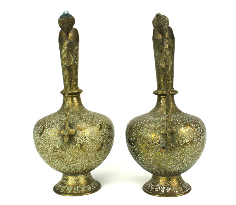 Pair of Vintage Indian Brass Ewers