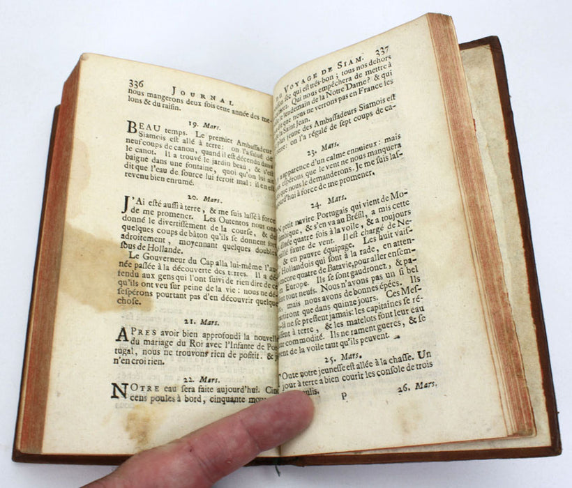Journal ou suite du voyage de Siam, Abbe de Choisy, 1687, rare 1st Amsterdam edition