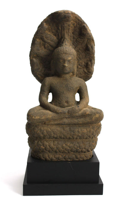 Antique Khmer Buddha with Naga, 13th century