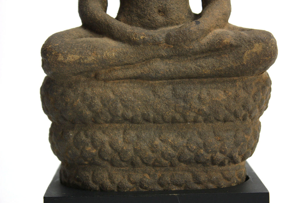 Antique Khmer Buddha with Naga, 13th century