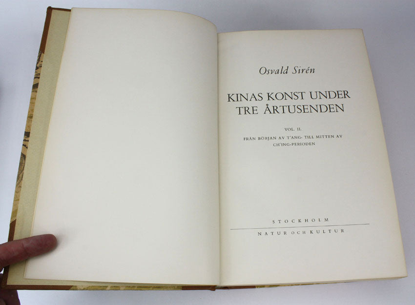 Osvald Siren, Kinas Konst Under Tre Artusenden, 2 Volume set 1st edition 1942