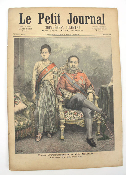 Le Petit Journal, Supplement Illustre, No. 133, 1893, Siam, King Rama V and the Queen