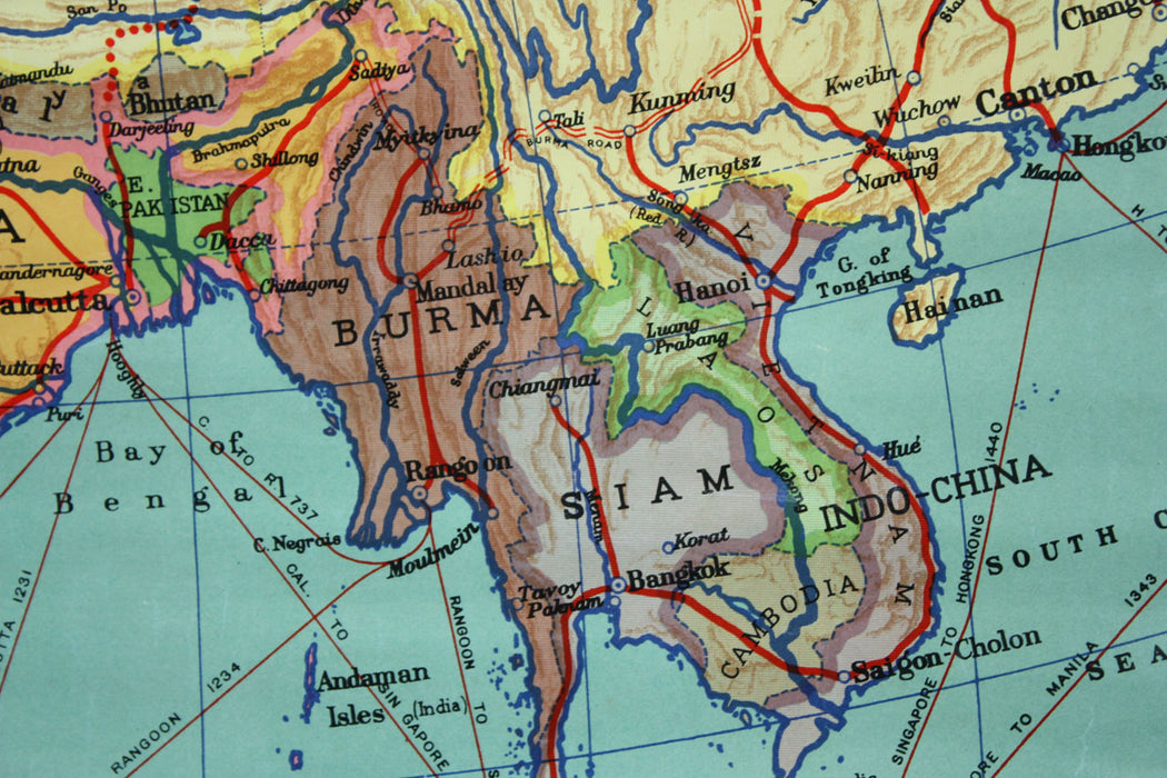 Philips' Smaller School Room Map of Asia, 112cm x 90cm, 1958