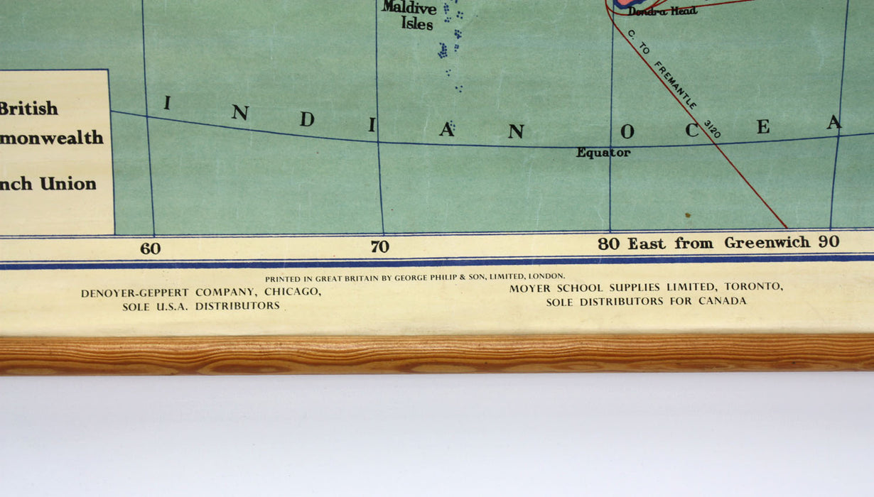 Philips' Smaller School Room Map of Asia, 112cm x 90cm, 1958