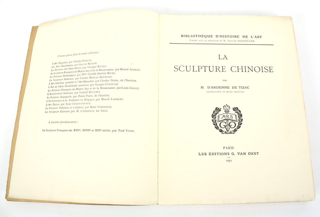 La Sculpture Chinoise, by H. D'Ardenne de Tizac, 1st edition 1931