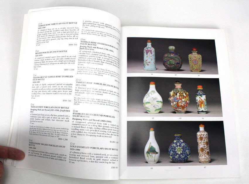 Chinese art auction catalogue: Sotheby's Fine Chinese Snuff Bottles; Fine Chinese Ceramics, Furniture and Works of Art; New York 1995