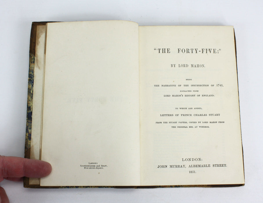 The Forty-Five, Lord Mahon, 1851 1st edition